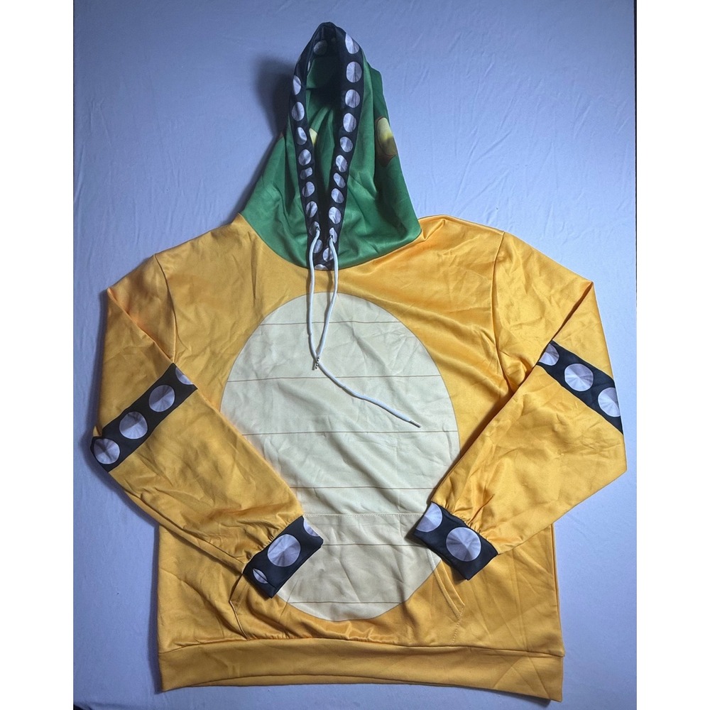 Bowser Super Mario Cosplay Hoodie Yellow Spiked Shell Pullover XL-2260